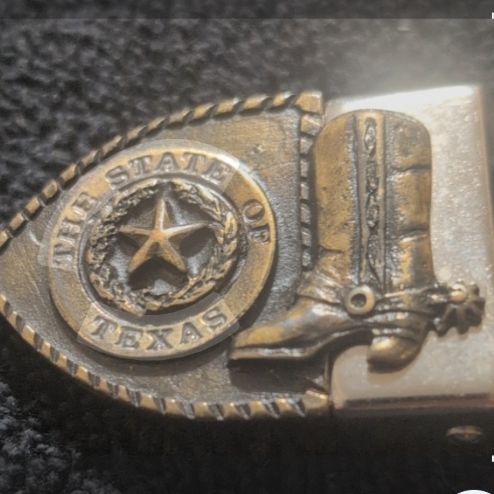 Vintage Texas Star Belt Buckle Cowboy Boot Western Brass Tone “The Best in Texas - Picture 2 of 5